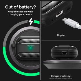 Spigen AirPods Pro 2 case side view with lanyard compatibility
