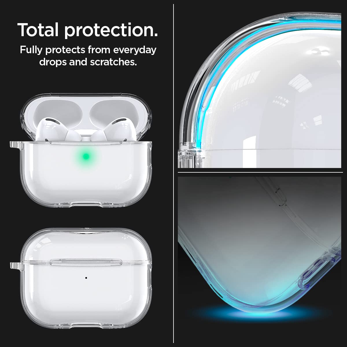 Spigen AirPods Pro 2 case supports wireless charging with visible LED indicator