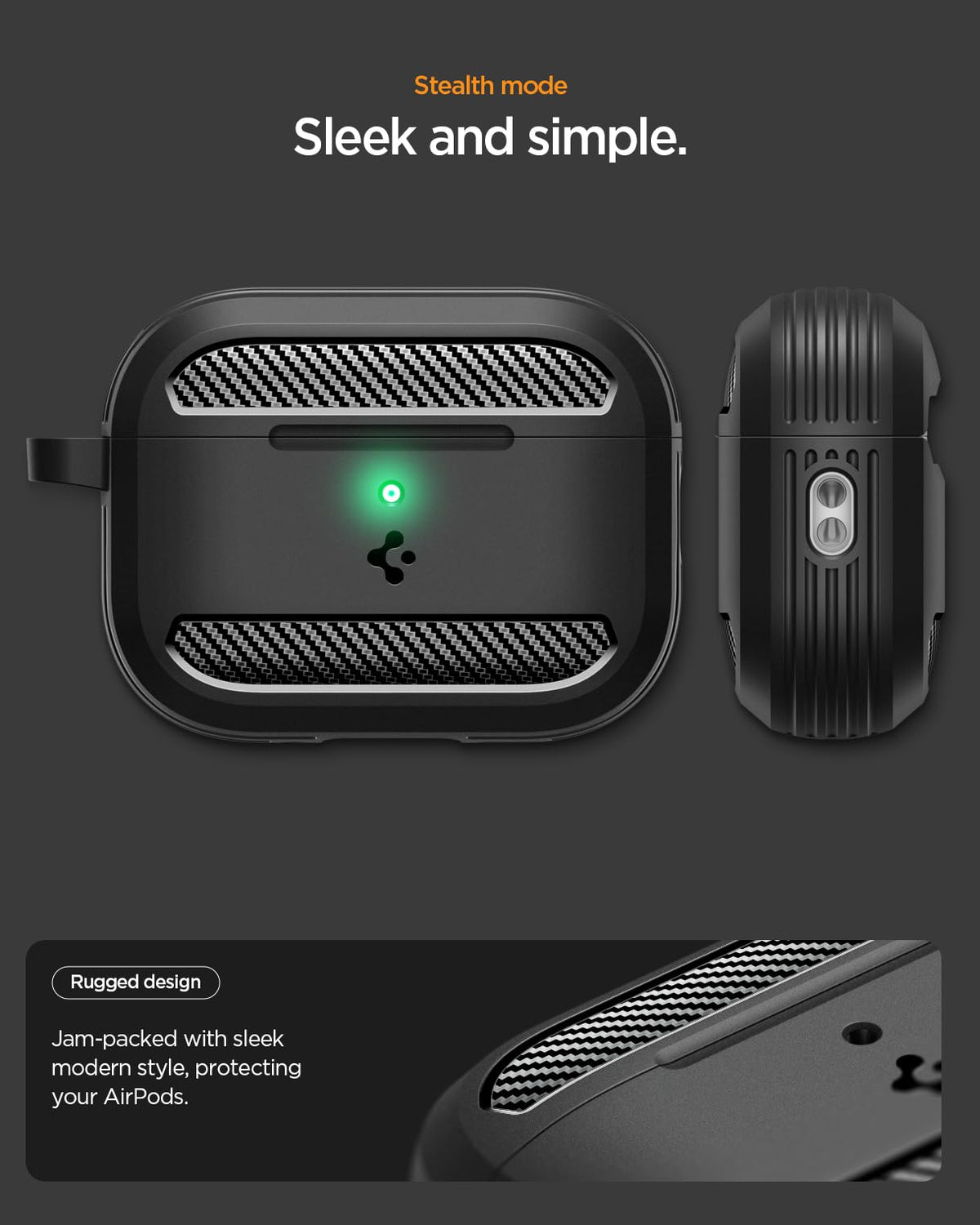 Spigen AirPods Pro 3 Case carabiner attachment for secure carry on the go