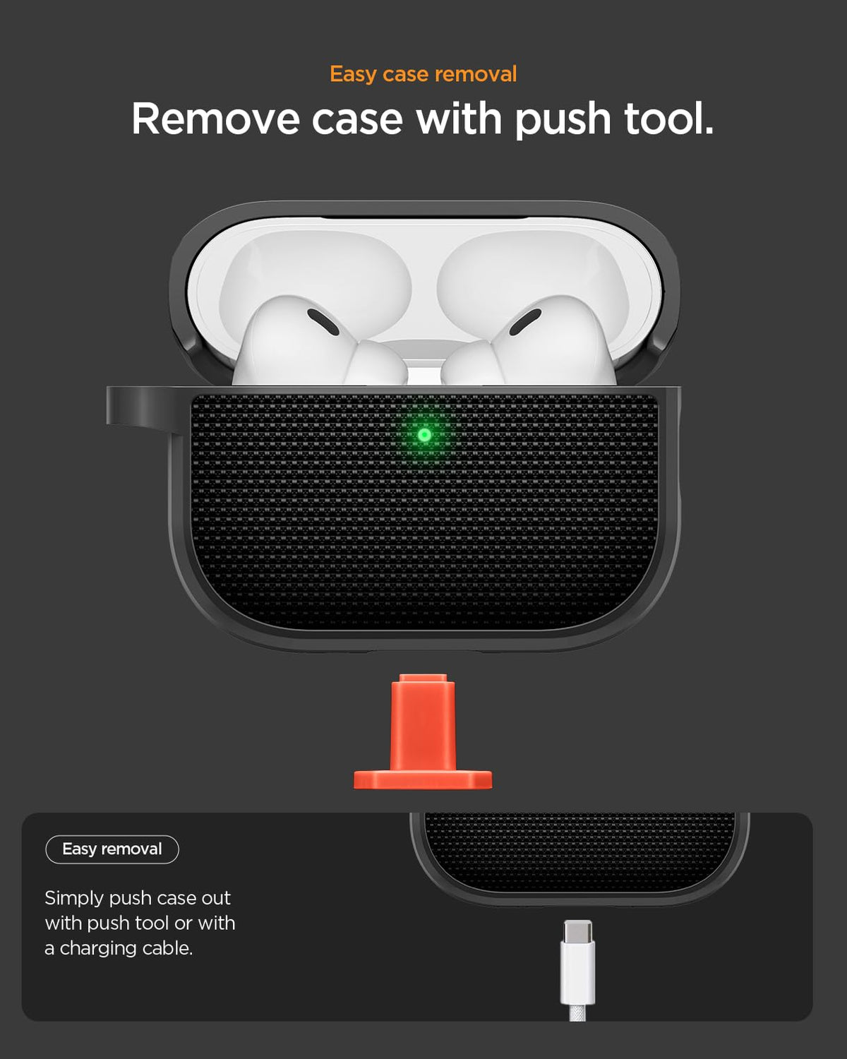 Spigen AirPods Pro 3 case indicating compatibility with AirPods Pro 3rd Gen (2025).