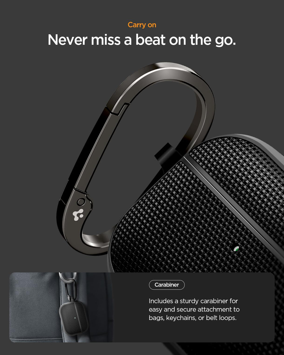 Spigen AirPods Pro 3 case exterior with durable PC lining for everyday protection.