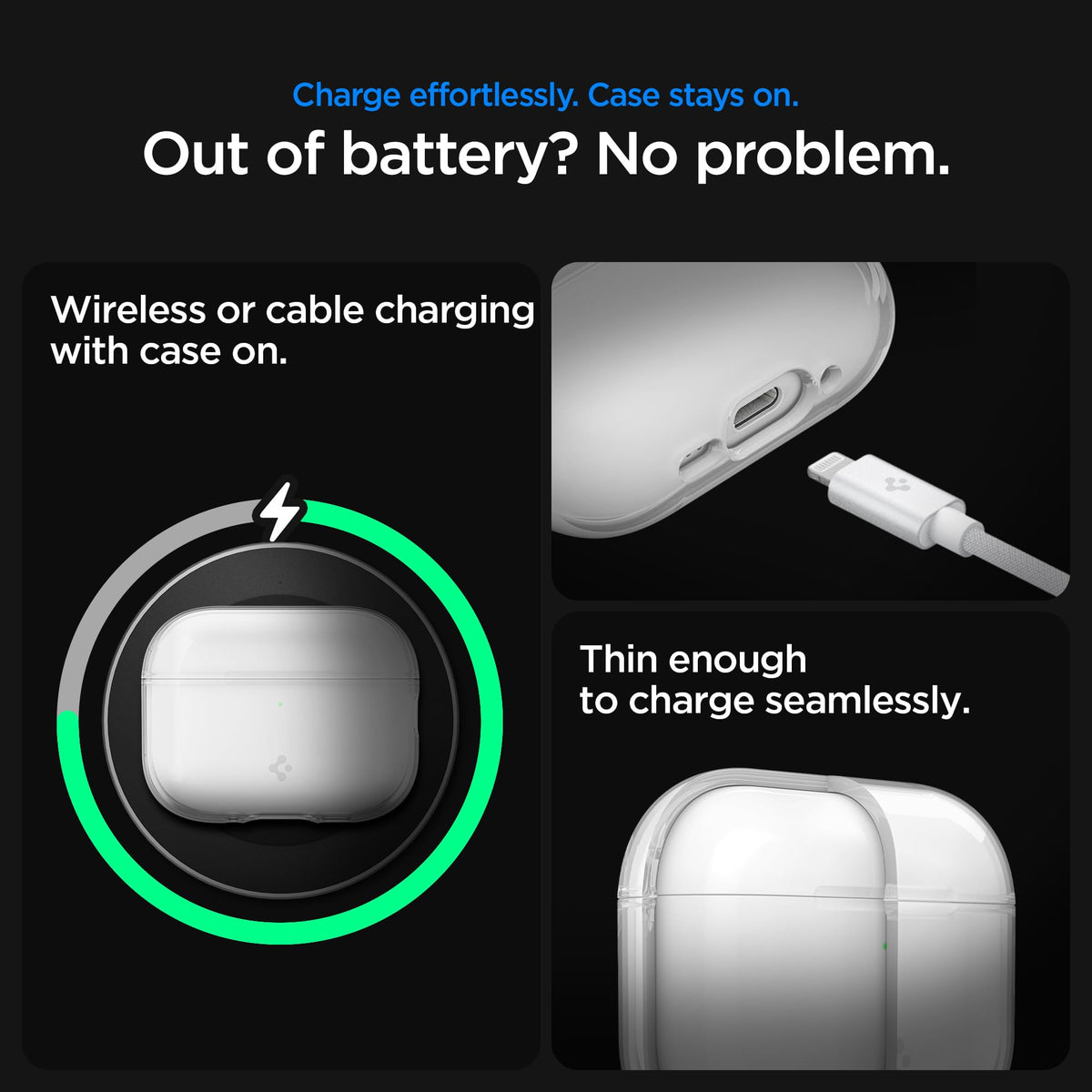 Spigen AirPods Pro 3 Case Liquid Crystal—precise cutouts at top and bottom.