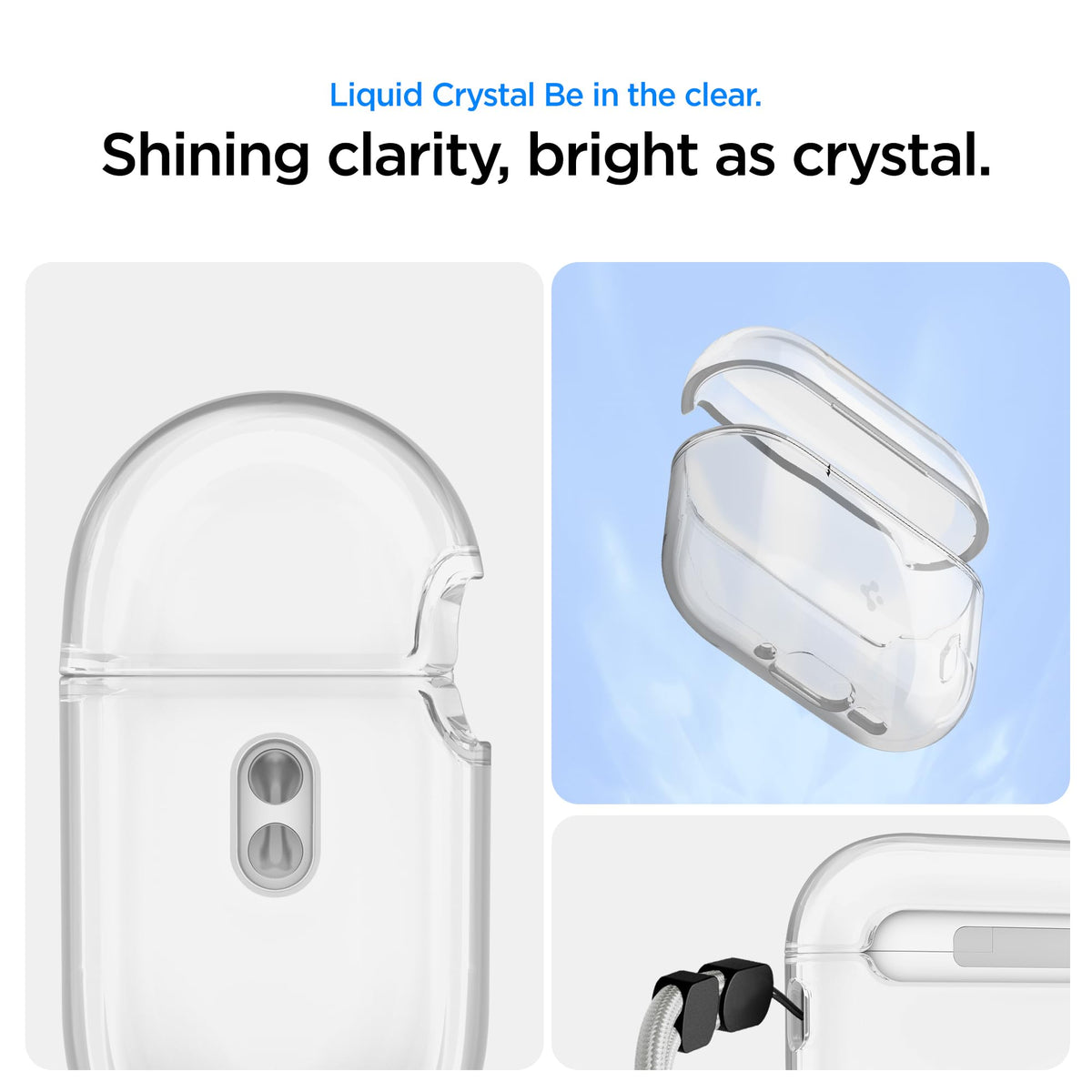 Spigen AirPods Pro 3 Case with wrist strap for hands-free carry.