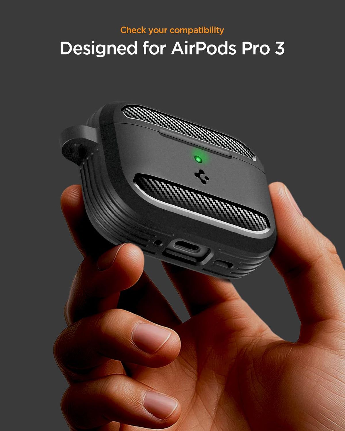 Spigen AirPods Pro 3 Case matte black texture improves grip and durability