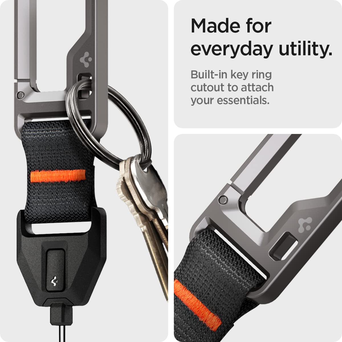 Spigen AirPods Pro 3 lanyard secures to belts, bags, or keys.