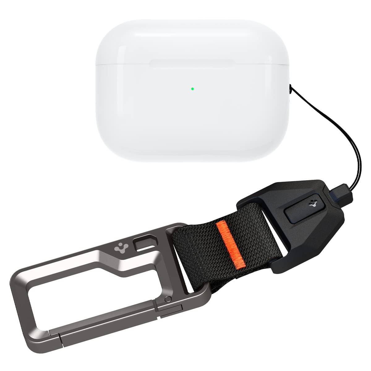 Spigen AirPods Pro 3 lanyard with titanium carabiner for secure on-the-go access.