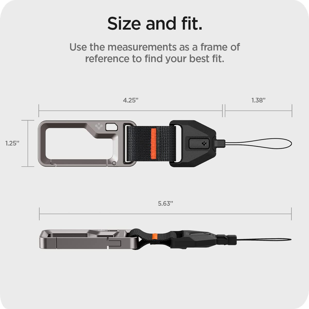 Spigen lanyard carabiner included for versatile everyday carrying.