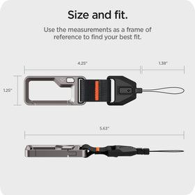 Spigen lanyard carabiner included for versatile everyday carrying.