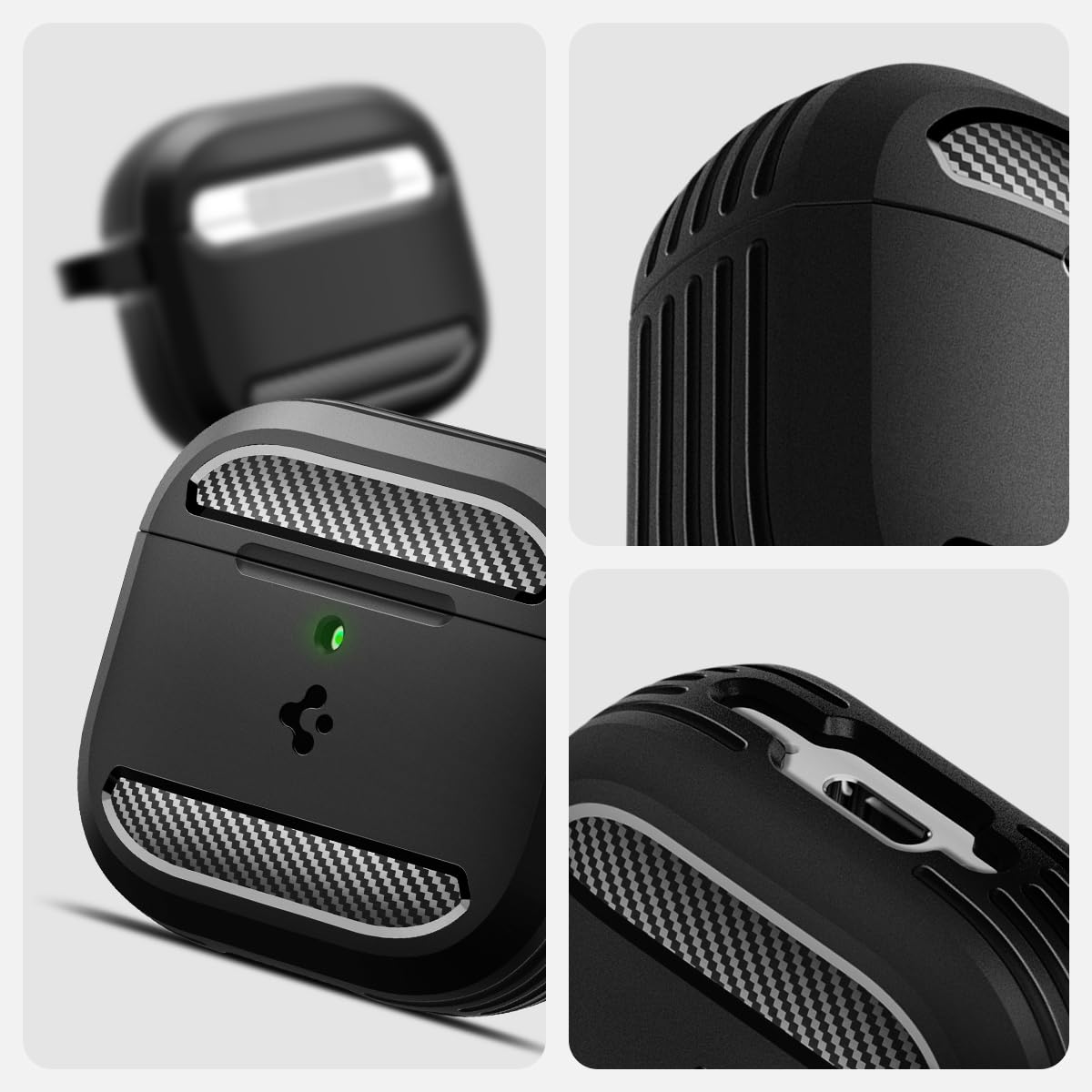 Spigen AirPods 4 carabiner clip accessory for quick attachment