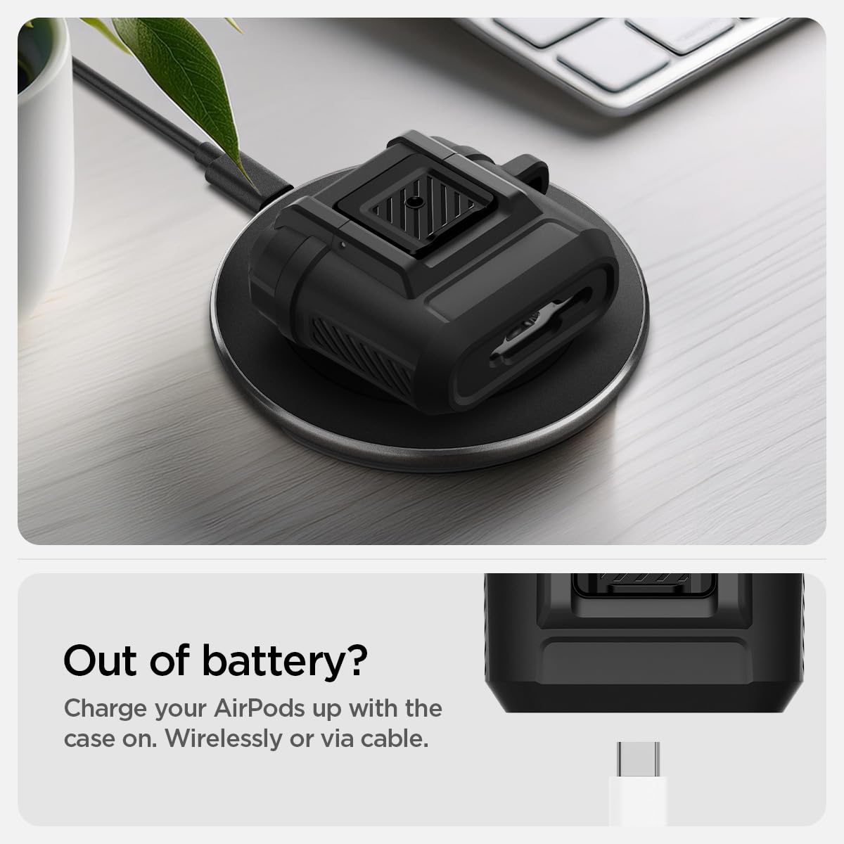 Spigen AirPods 4 Case wireless charging access without removing the case