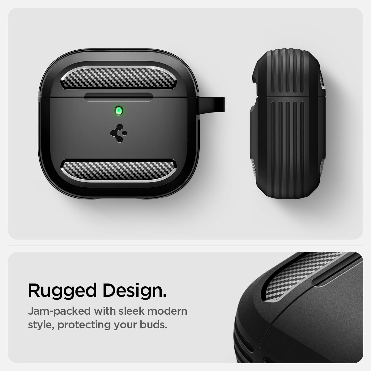 Spigen AirPods 4 precise-cutouts enable easy power and pairing while charging