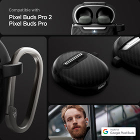 Spigen Enzo Aramid back view highlighting precise cutouts for pairing button and LED indicator