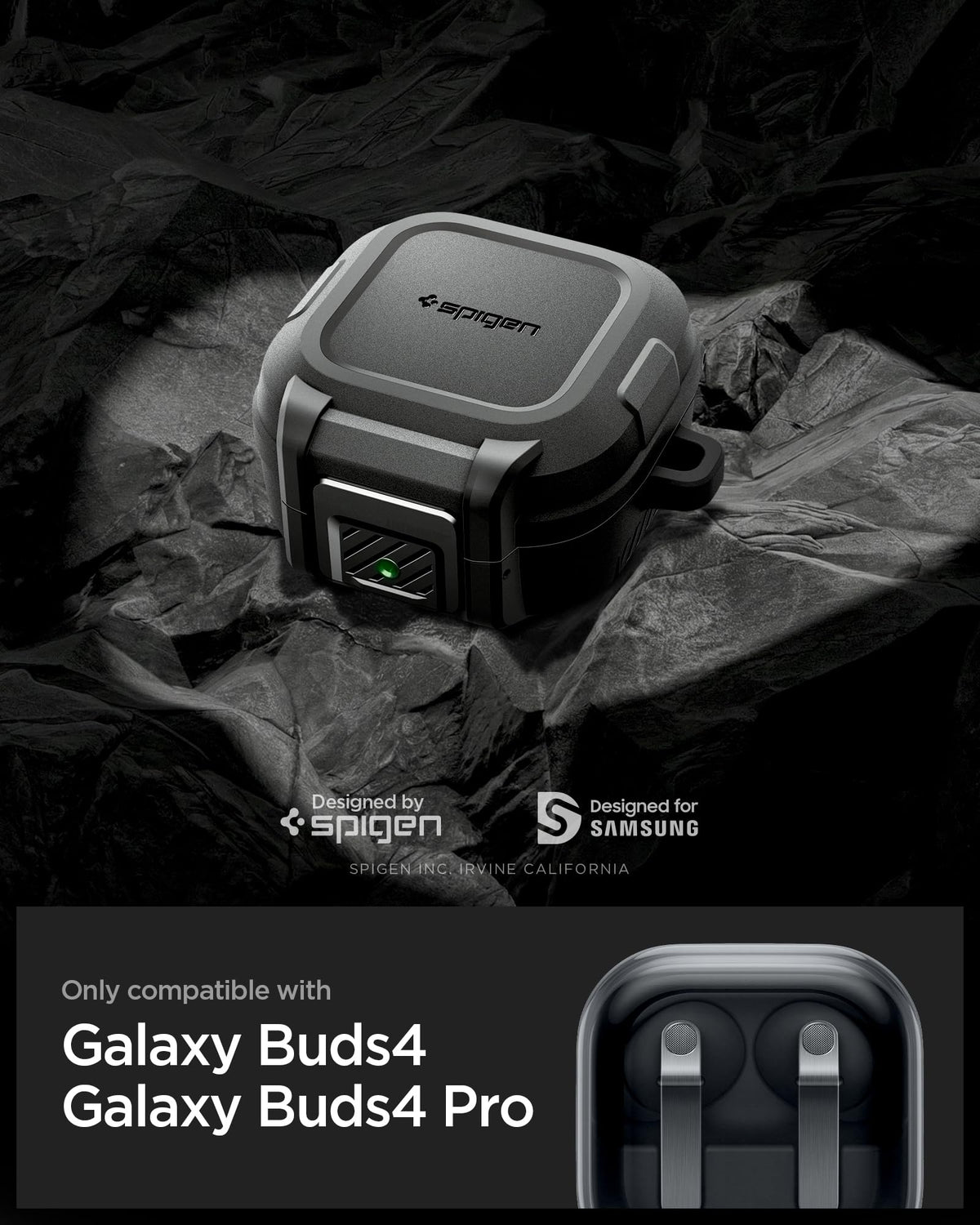 Spigen side profile showing hinge detail and durable construction for secure use