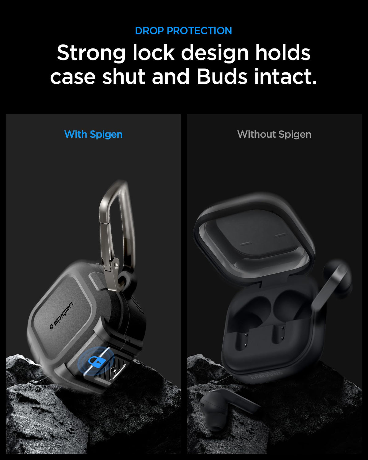 Spigen close-up of matte texture highlighting non-slip grip and scuff resistance