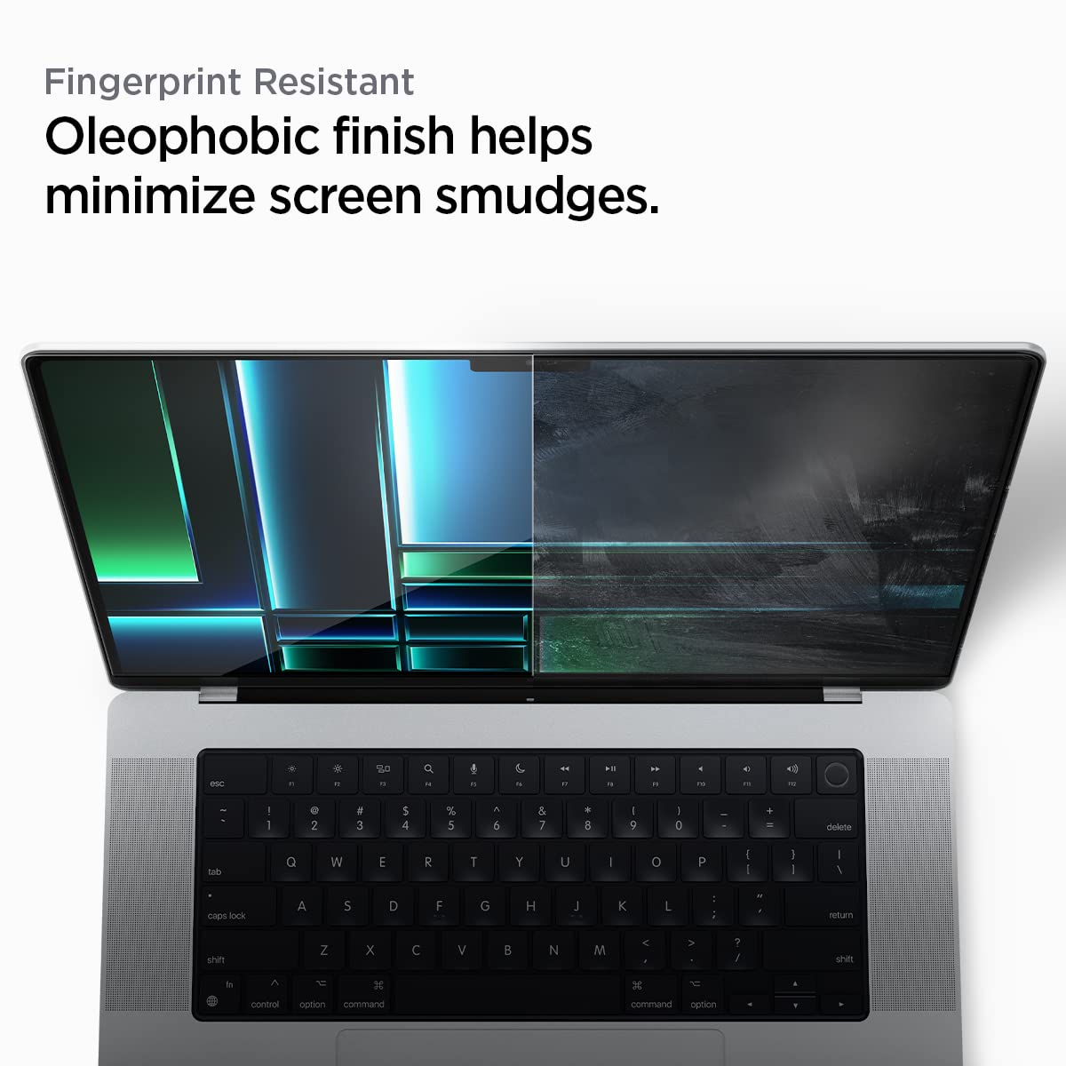 Spigen GlasTR Slim compatibility label showing supported MacBook Pro models
