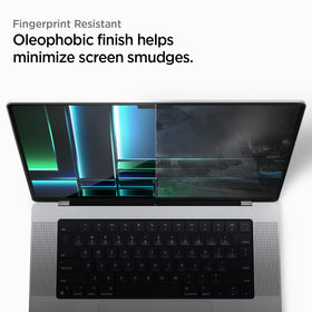 Spigen GlasTR Slim compatibility label showing supported MacBook Pro models