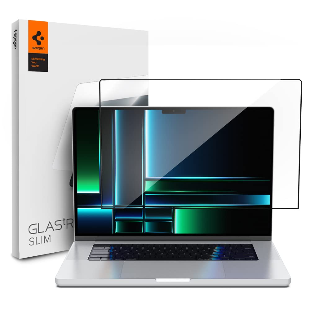 Spigen GlasTR Slim front view showing full-screen coverage and clear protection