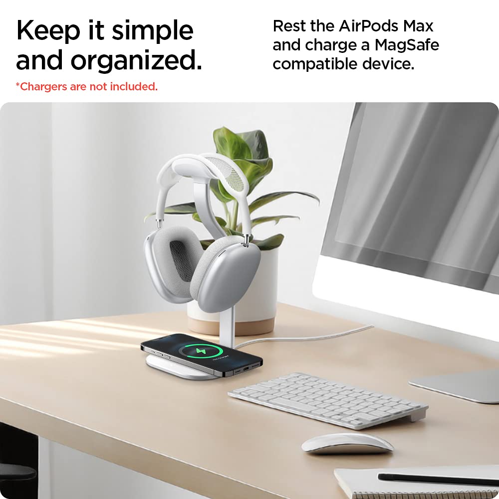 Spigen base charging recess showing puck placement for organized cable management