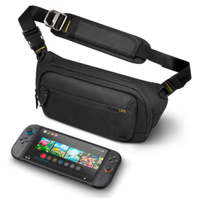 Spigen Life Case front view showing compact black exterior and secure zippers for everyday protection