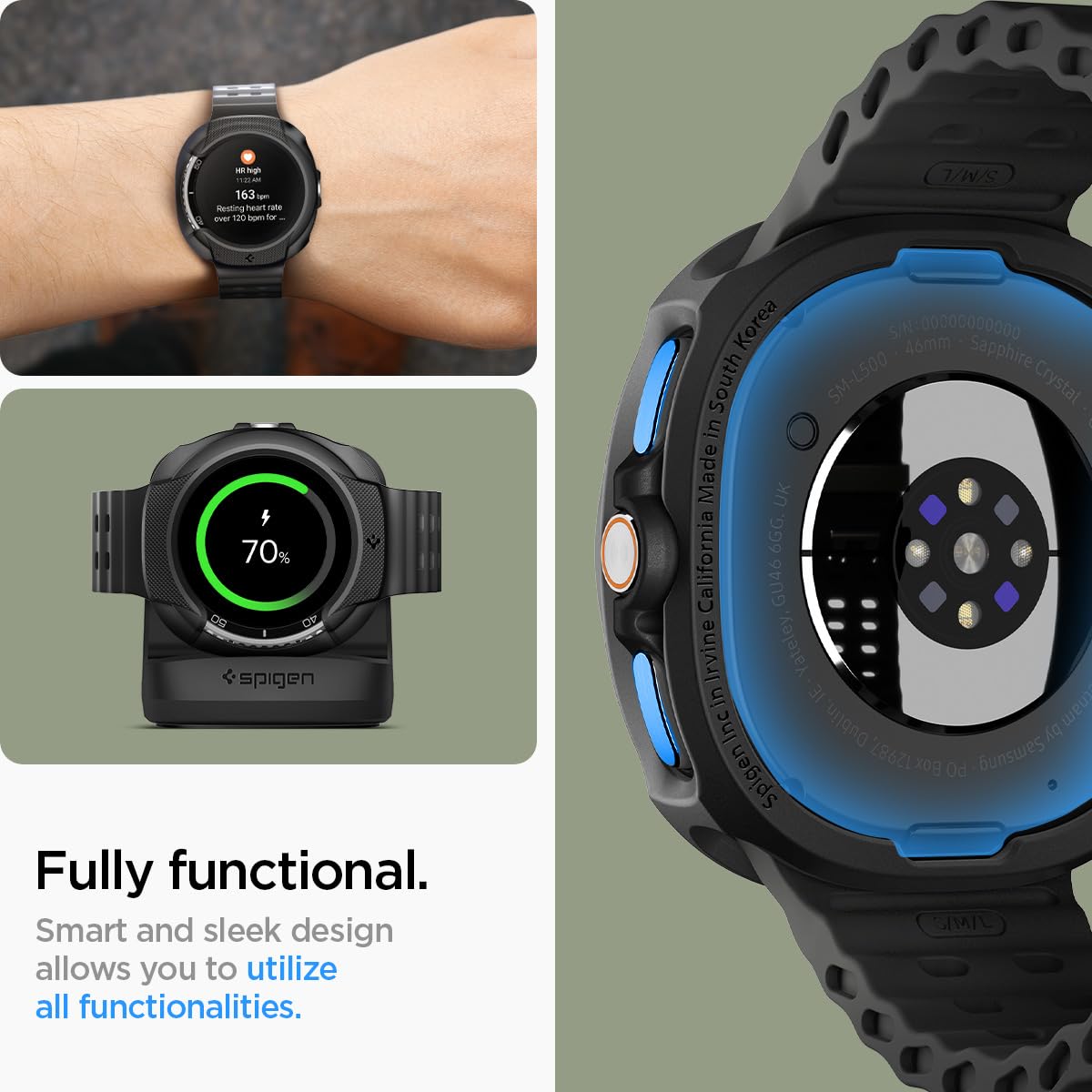 Spigen Liquid Air sensor area alignment — preserves heart rate and BIA measurements benefit