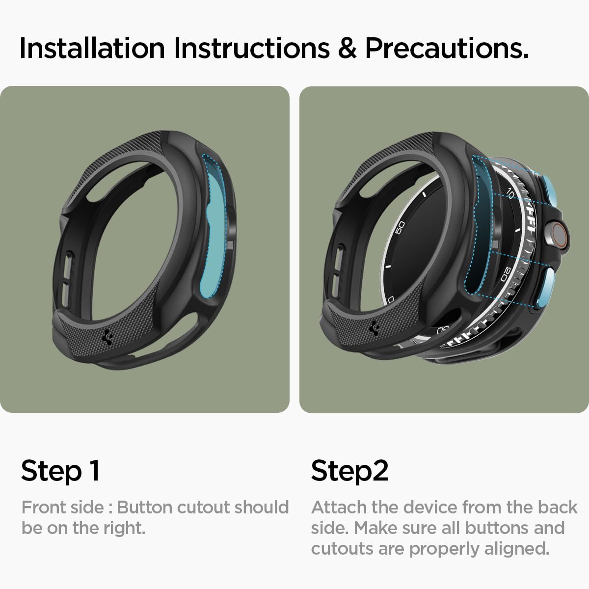 Spigen Liquid Air side profile on Galaxy Watch 8 Classic — low-profile protection benefit