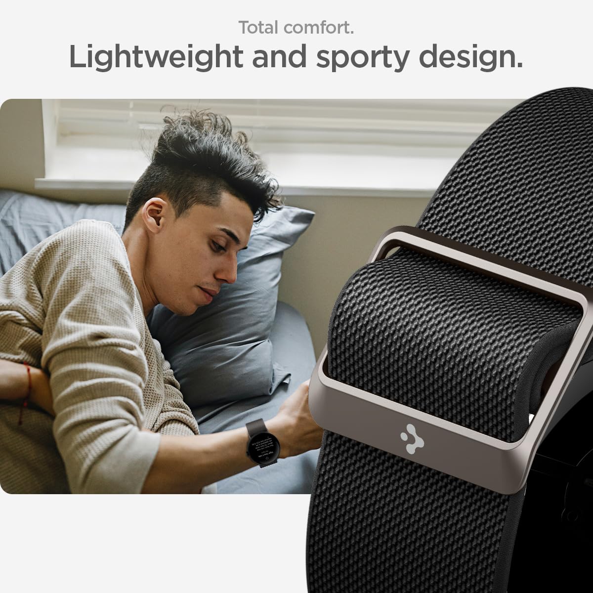 Spigen Lite Fit on wrist shows breathable, flexible comfort during activity.