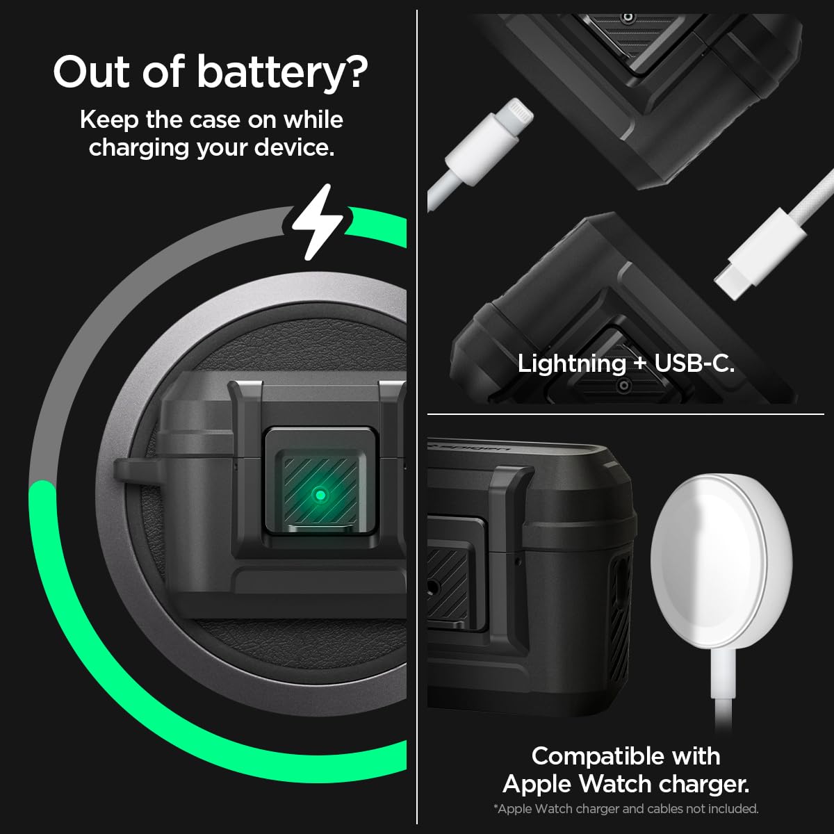 Matte black finish resists fingerprints for AirPods Pro 2 case