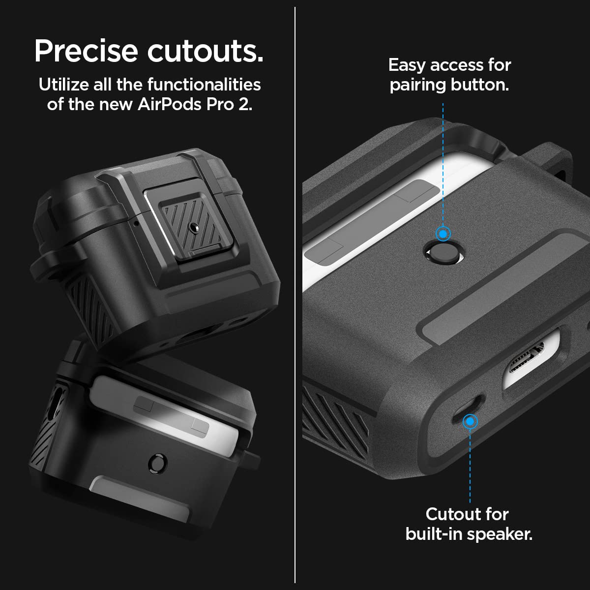 Spigen Lock Fit matte black finish case for AirPods Pro 2