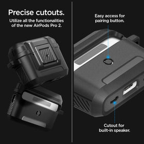 Spigen Lock Fit matte black finish case for AirPods Pro 2