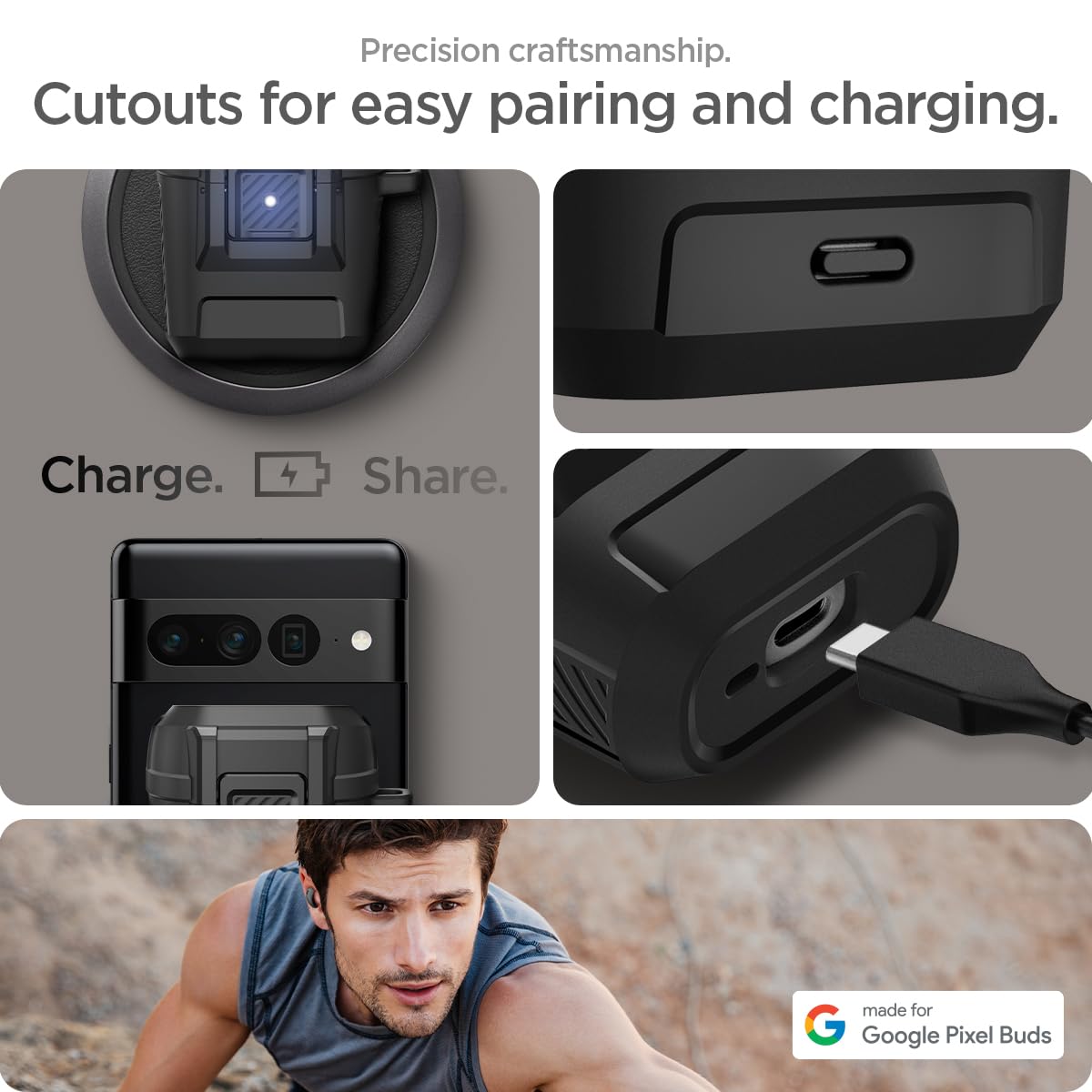 Spigen Lock Fit Pixel Buds Pro 2 wireless charging compatibility.