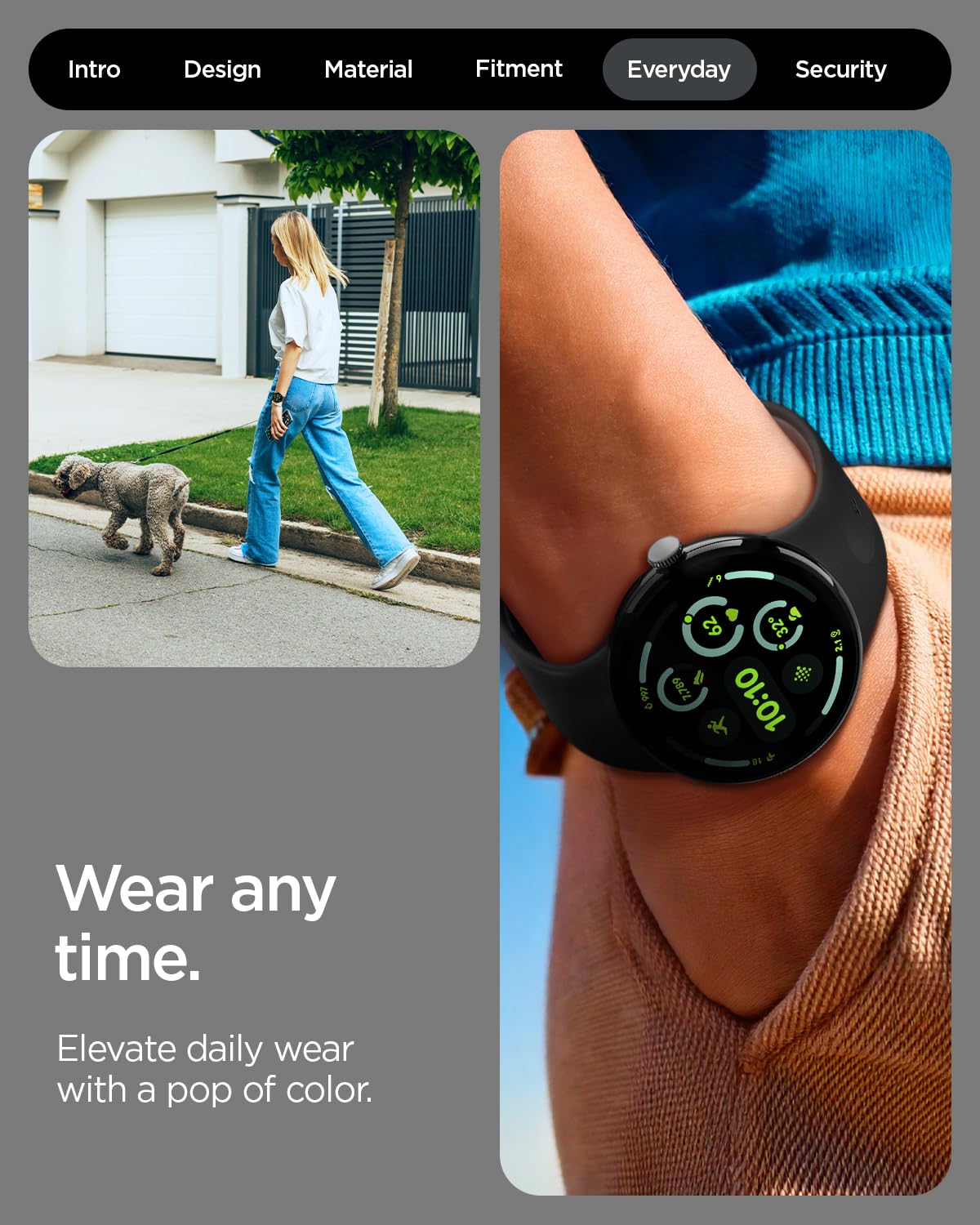 Spigen Nano Pop adjustable length confirms fit range for most wrists.