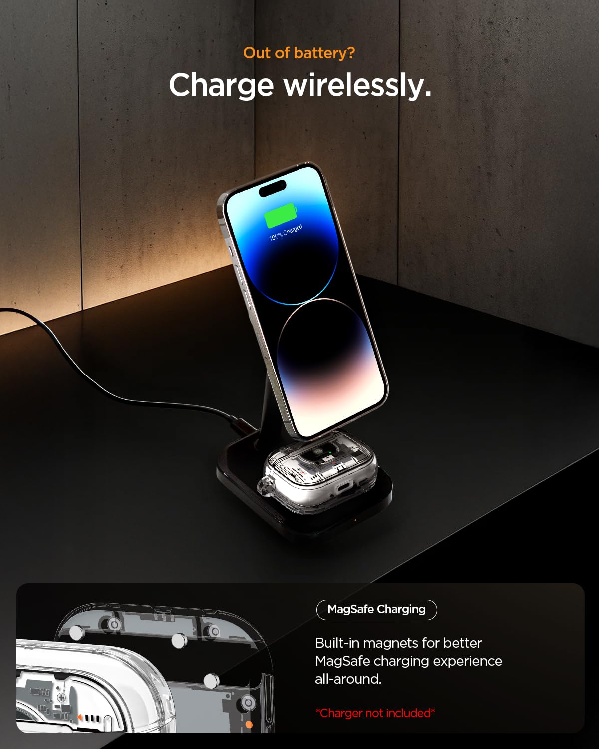 Spigen Neo One clipped with carabiner showing easy carry convenience
