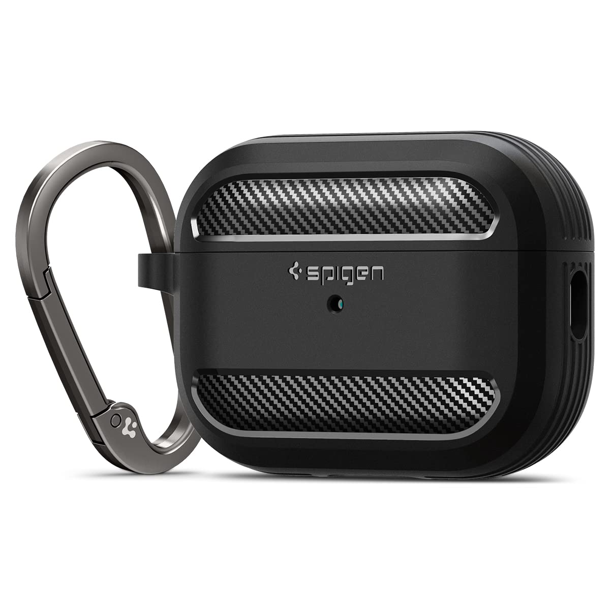 Spigen Rugged Armor AirPods Pro 2 case front view showing matte finish and grip