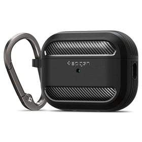 Spigen Rugged Armor AirPods Pro 2 case front view showing matte finish and grip