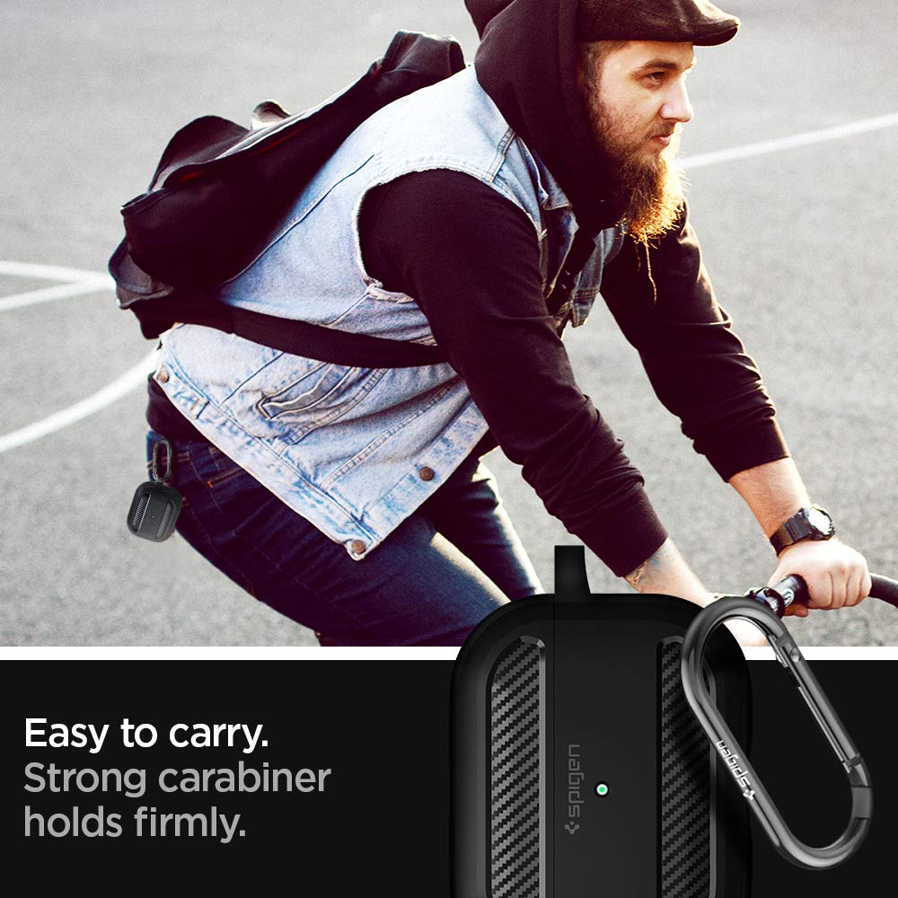 Spigen Rugged Armor AirPods Pro 2019 adhesive tape pack for extra hold.