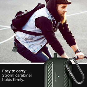 Spigen Rugged Armor carbon fiber detail close-up showing texture and grip