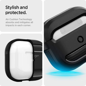 Spigen Rugged Armor AirPods 3 power-light visibility in use