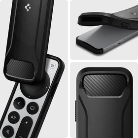Spigen Rugged Armor Apple TV remote case side view with wrist strap