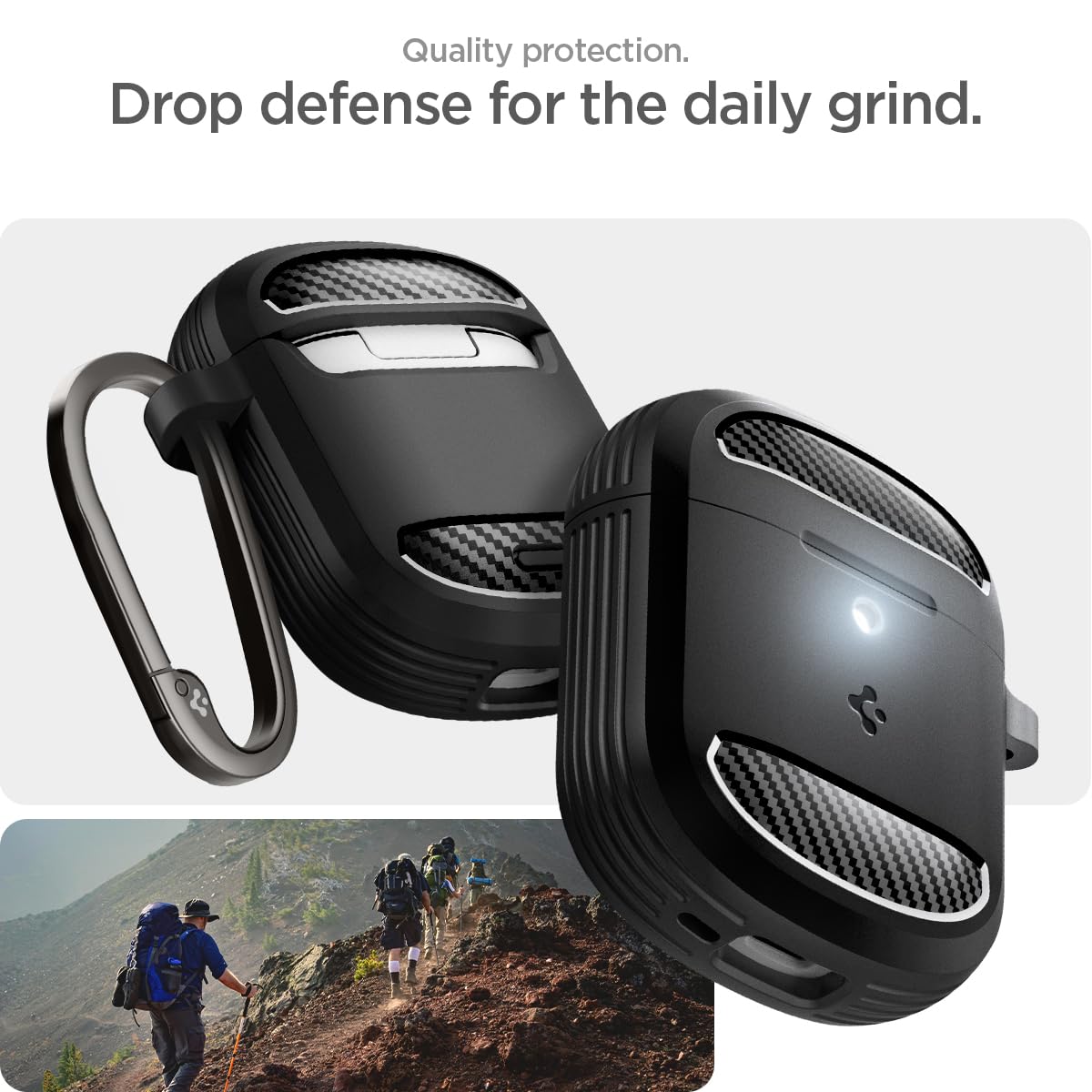 Spigen Rugged Armor supports wireless charging and Battery Share compatibility.