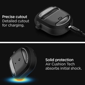 Spigen Rugged Armor Bose QuietComfort Case extra-adhesive option supports secure attachment.