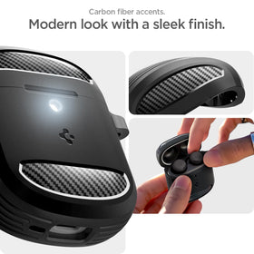 Spigen Rugged Armor carbon fiber detail adds grip and modern flair.