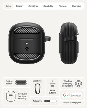 Spigen Rugged Armor carbon texture for Pixel Buds 2a, stylish protection