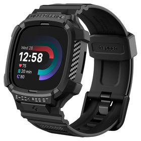 Spigen Rugged Armor Pro case for Versa 4 and Sense 2 with sturdy TPU protection.
