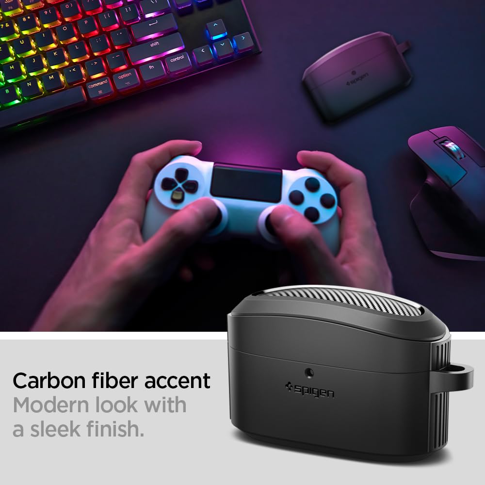 Spigen Rugged Armor for Sony WF-1000XM5 Case Cover 2023 power-light visibility aids quick checks.