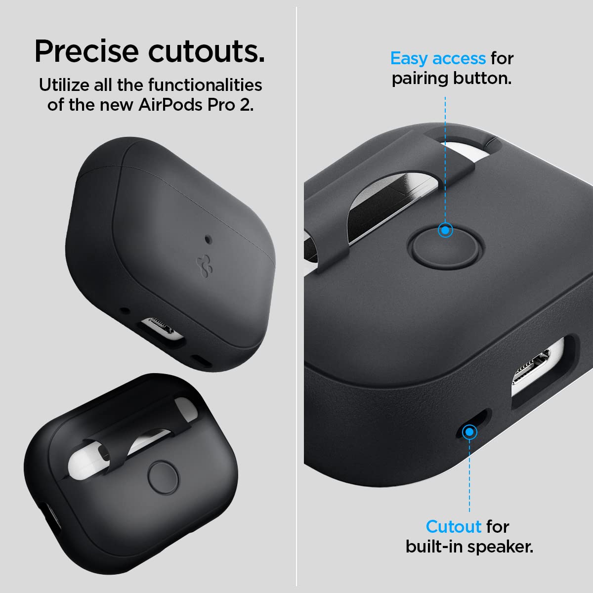 Spigen packaging and USB-C/Lightning cable compatibility notes.