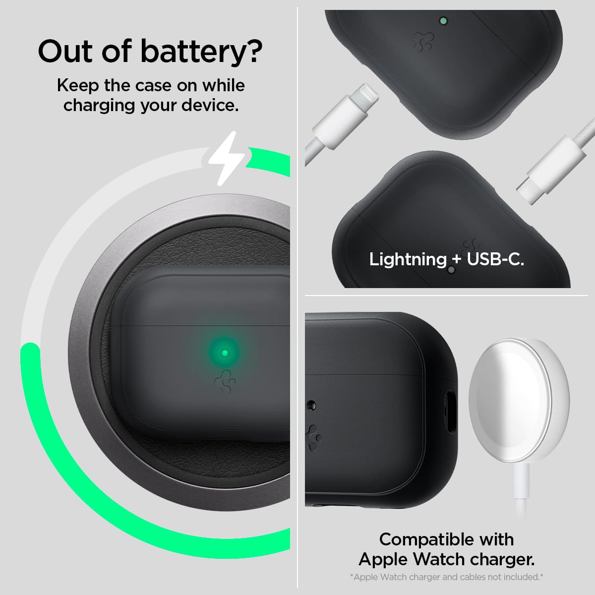 Spigen lanyard included – convenient everyday carry for AirPods Pro 2.