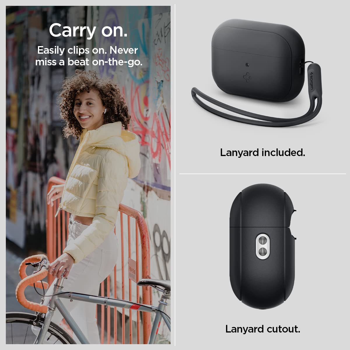 Spigen AirPods Pro 2 case – LED charging indicator visible during wireless charging.