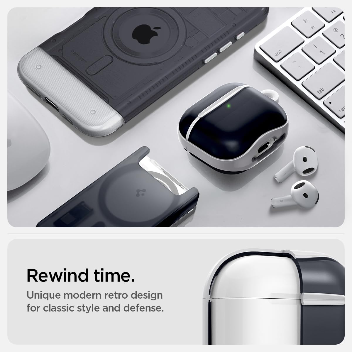 Spigen Ultra Hybrid AirPods 4 Ruby adds bold color and protection.