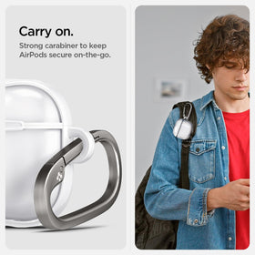 Spigen Ultra Hybrid AirPods 4 case features precise cutouts for quick access.