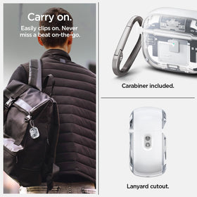 Spigen Ultra Hybrid with carabiner attached for secure carry benefit